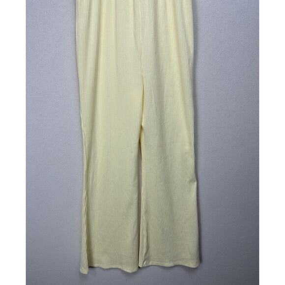 Yellow Jumpsuit Women’s Sz M Stretch Drawstring Waist Sleeveless Beach Cruise - Picture 8 of 14